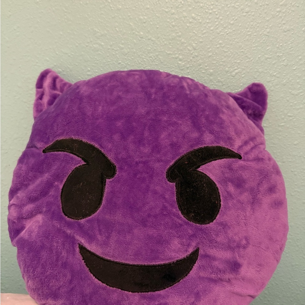 Purple Devil Emoji Plush Pillow